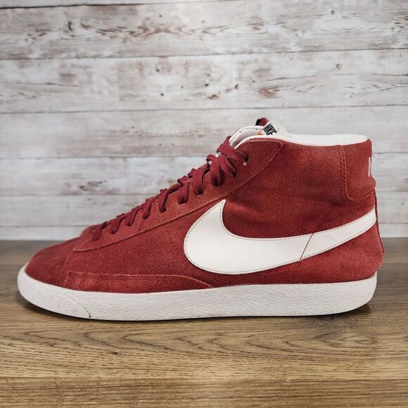 Nike Blazer Mid Team Red Maroon Suede White Big Swoosh Retro Shoes Size 10.5 - Picture 3 of 8